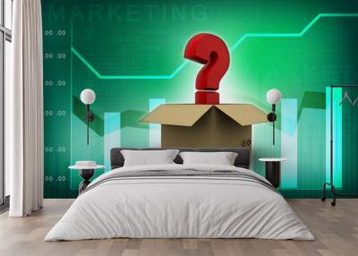 3d rendering question mark in card box Wall mural