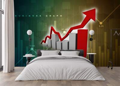 3d rendering Stock market online business concept. business Graph  Wall mural