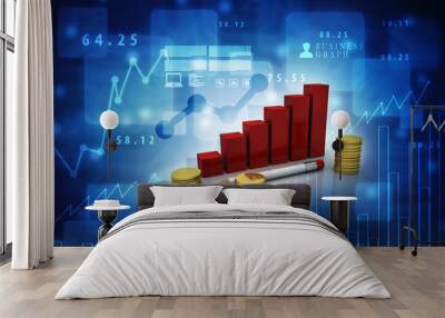 3d rendering Stock market online business concept. business Graph  Wall mural