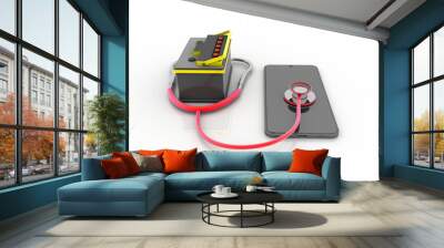 3d rendering Transmitter WiFi with stethoscope connected invertor battery
 Wall mural