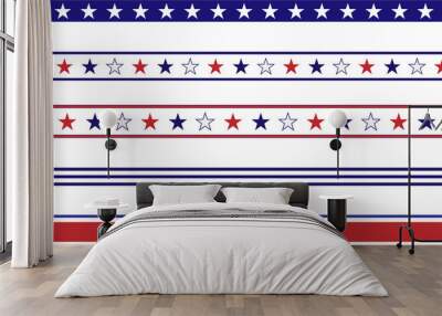 Blue and red patriotic stars and stripes Wall mural