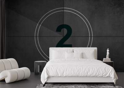 Number 2 on grunge wall background. 3D rendering illustration. Wall mural