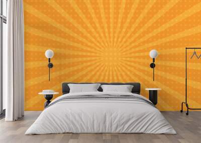 orange sun rays background with dots Wall mural