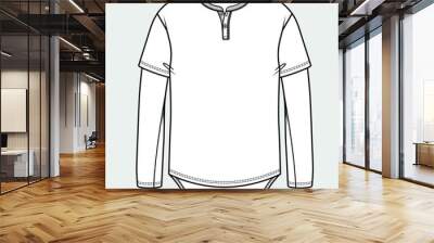 Men's T shirt VECTOR, Long sleeve men tshirt flat Sketch, technical drawing, t shirt VECTOR ILLUSTRATION. You can use it as a base in your collection, color it as you like and place your print pattern Wall mural