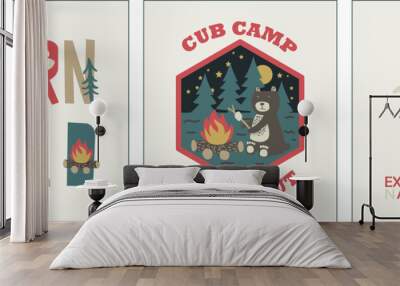 nordic style poster for kids with nature and camping theme Wall mural