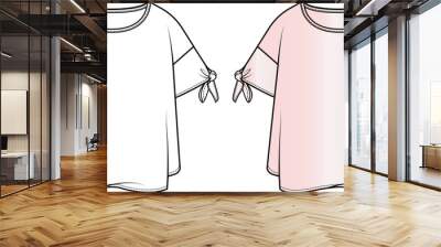 t shirt design, Vector Template Fashion Flat Sketch. T Shirt Style  Wall mural