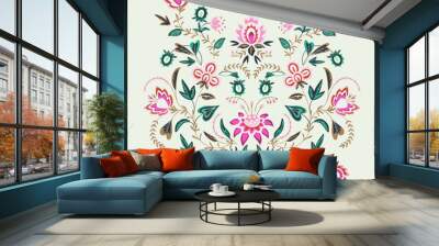 T-SHIRT DESIGN. ethnic floral print and embroidery pattern vector illustration Wall mural