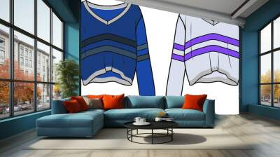 Women's SWEATER. Fashion flat sketch. Technical drawing APPAREL template. V-NECK CARDIGAN Wall mural