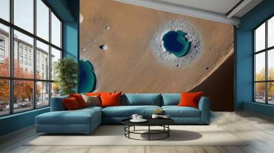 Blue earth seen from the moon surface. AI Generated Wall mural