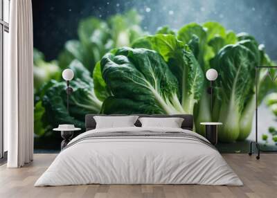 Fresh Bok Choy Double Exposure A Vibrant Green Culinary Culture. Wall mural