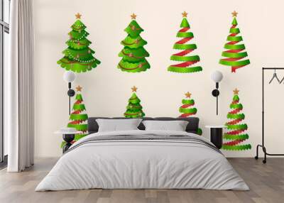 christmas tree set in three dimensional ribbon stylized Wall mural