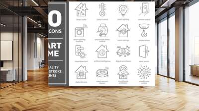 Smart Home vector line icons set. Smart systems and digital technology. Elements for mobile concepts and web apps. Collection modern infographic icons and pictograms. Editable Stroke. EPS 10 Wall mural