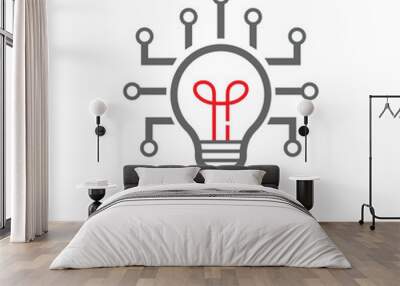 Technology solutions icon with lightbulb sign. Creative solution bulb vector symbol. EPS 10 Wall mural