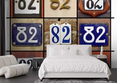 Collage of House Numbers Eighty-two Wall mural