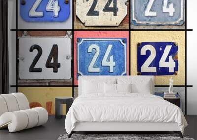 Collage of House Numbers Twenty-four Wall mural