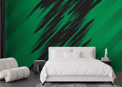 Black and green abstract grunge texture with halftone background Wall mural