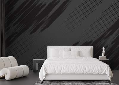 Black and grey abstract grunge texture with halftone background Wall mural