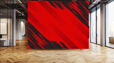 Black and red abstract grunge texture with halftone background Wall mural