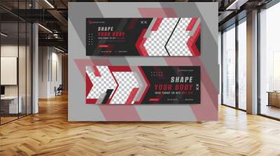 Gym fitness social media cover banner template Wall mural