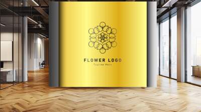 Luxury gold beauty flower spa logo template wellness design for health wellness business vector Wall mural