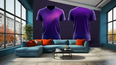 purple jersey template for team club, jersey sport, front and back, Tshirt mockup sports jersey template design for football soccer, racing, gaming, sports jersey Wall mural