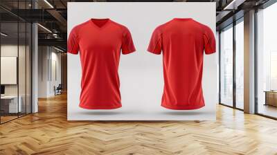 red jersey template for team club, jersey sport, front and back, Tshirt mockup sports jersey template design for football soccer, racing, gaming, sports jersey Wall mural