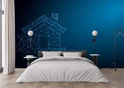 Real estate house with plexus structure Wall mural