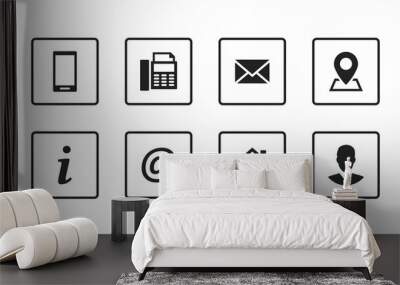 Set contact icons in a square. Black vector symbol elements. Wall mural