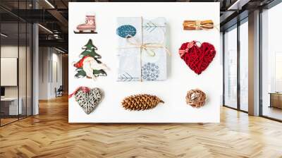 Christmas decorations and objects for mock up template design. C Wall mural