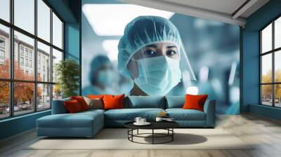 A photo of a hospital surgical mask supply Wall mural