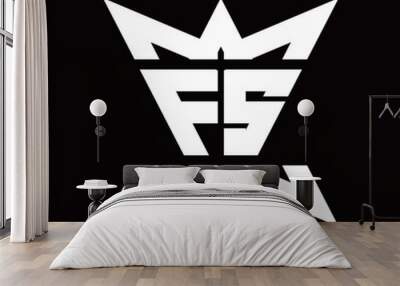 FS Logo monogram with crown up down side design template Wall mural