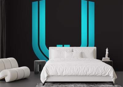 LJ Logo monogram with emblem shield design isolated with blue colors on black background Wall mural