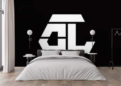 OL Logo monogram with octagon shape style design template Wall mural