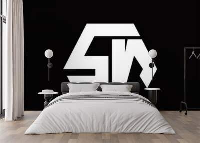 SN Logo monogram with octagon shape style design template Wall mural