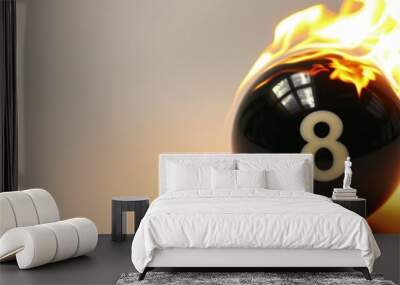 Burning 8 snooker ball on white background, billiard games concept. Wall mural