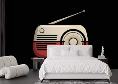 Colorful retro radio, concept of nostalgia and music. Wall mural