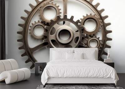 Gears illustration, engineering and creativity concept. Generative AI Wall mural