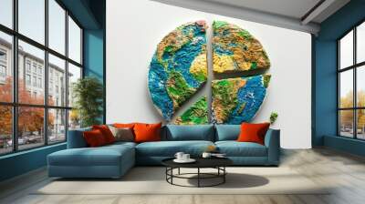 Planet earth in pie chart format, concept of save the planet and earth day. Wall mural