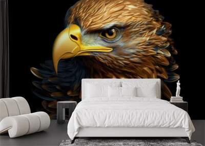 Wild eagle with golden details, wildlife concept. Generative AI Wall mural