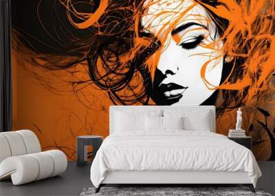 2d woman portrait Wall mural