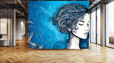 2d woman portrait Wall mural