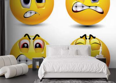 smiling balls with different face expression of anger Wall mural