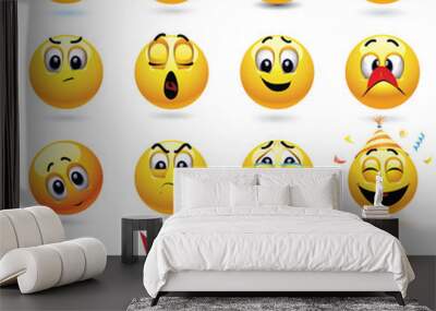 Vector set of smiley icons Wall mural