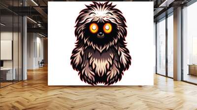 A cute, fluffy, and huggable creature with soft fur and bright orange eyes. Wall mural