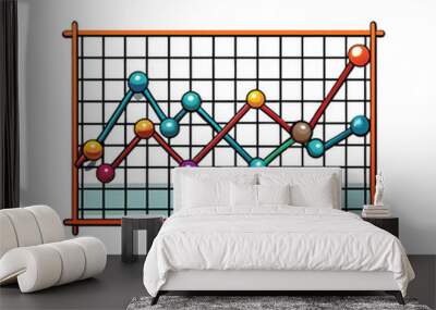 A vector illustration of a line graph with two intersecting lines, set against a grid background. Wall mural