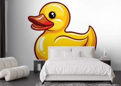 An illustration of a yellow rubber duck with a bright red beak. Wall mural