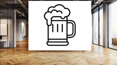 Editable stroke vector of a traditional Irish beer in a glass with a handle and foam. Wall mural