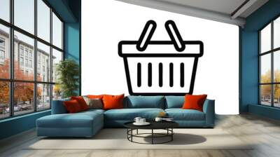 Line art icon of a shopping basket with editable stroke. Wall mural