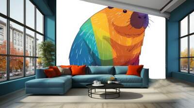 Vector illustration of rainbow animal, Ai generated Wall mural