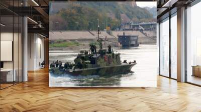 Battleships during the military parade Wall mural